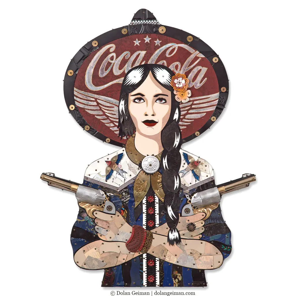Canyon Creek Angel (Coca-Cola Hat) Original Metal Wall Sculpture 1