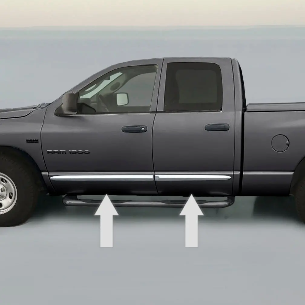 Chrome Body Side Molding Trim Die Cut Ends For 2001-2008 Ram 1