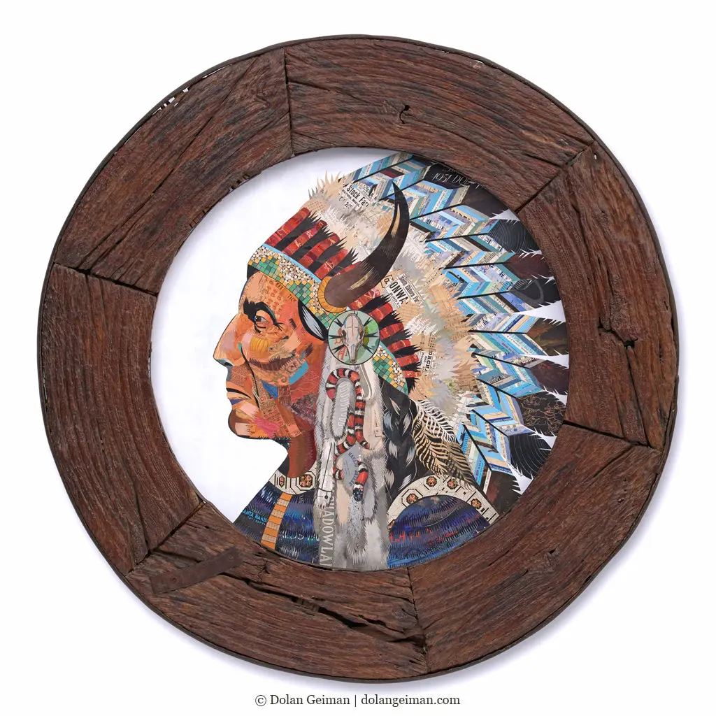 Wisdom And Courage Chief Original Paper Collage 1