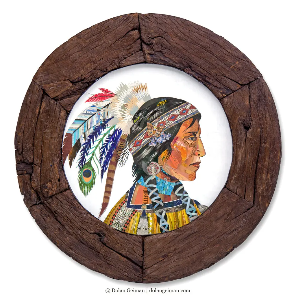 Wisdom And Courage Chieftess Original Paper Collage 1