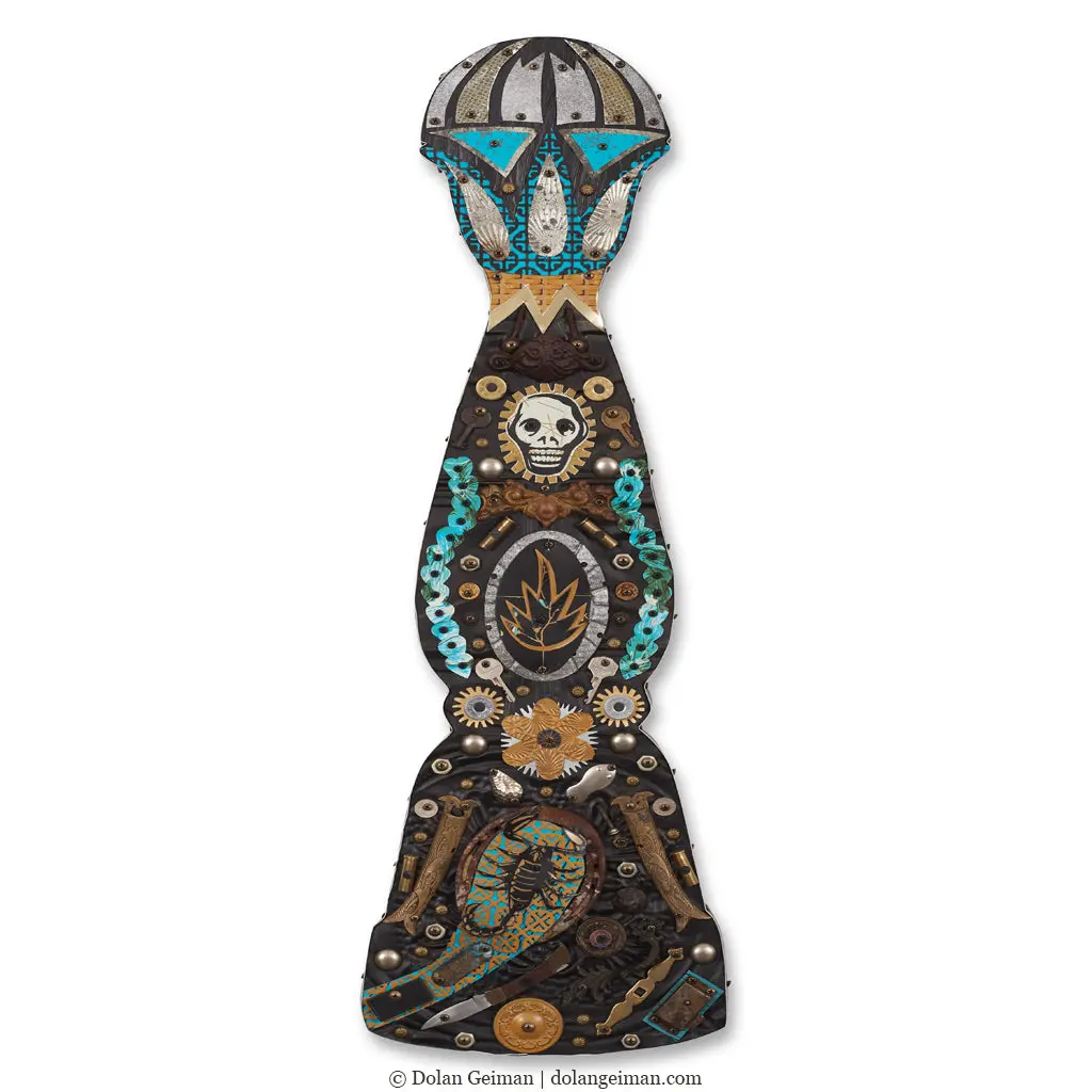Custom Tequila Bottle Original Mixed Media Wall Art 1