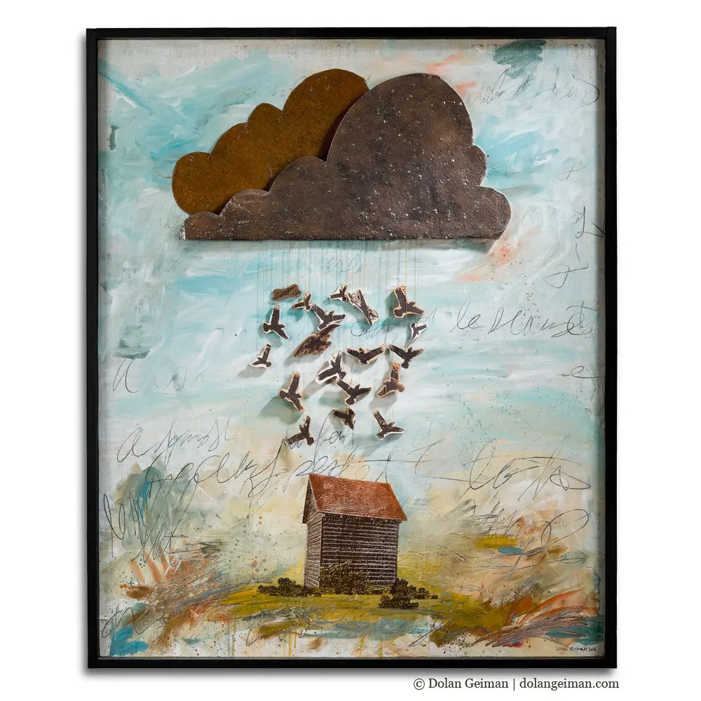 Crow Rain Original Mixed Media Wall Art 1