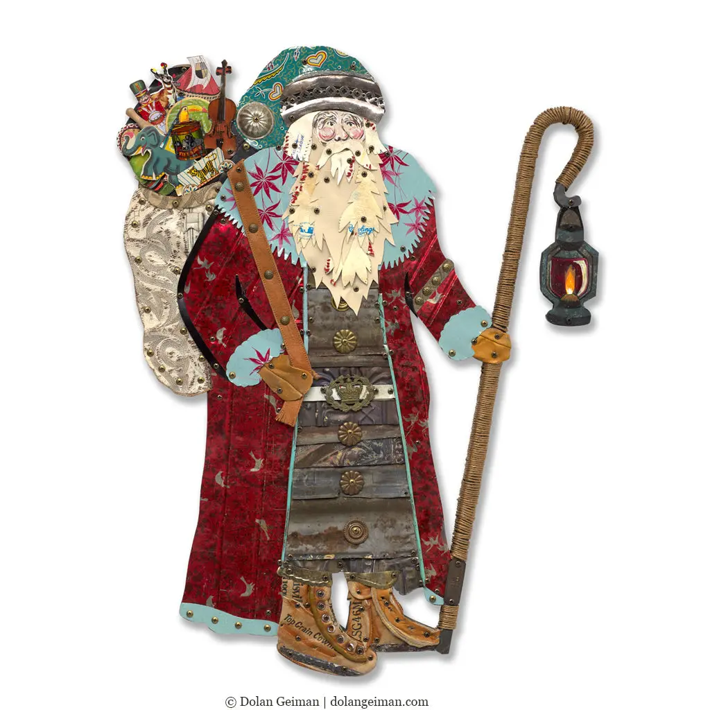Old St. Nick Santa Claus Original Mixed Media Wall Sculpture 1