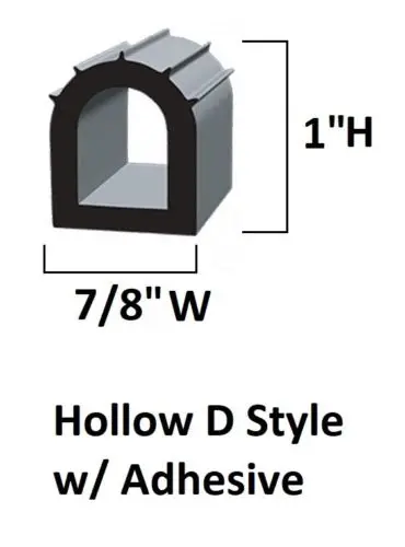 D-Seal Black Epdm Heavy Duty Adhesive Rv Slide Out 7/8"W X 1"H - By The Foot 1