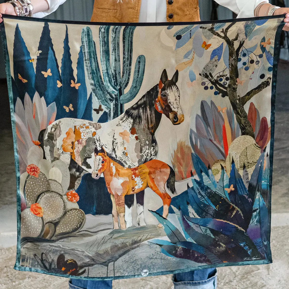 Blue Melodies Silk Scarf 1