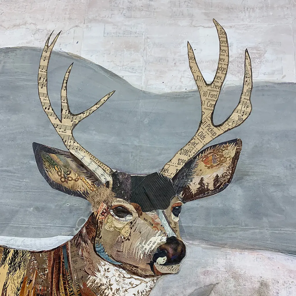 Deer At The Desert Skate Original Paper Collage 2