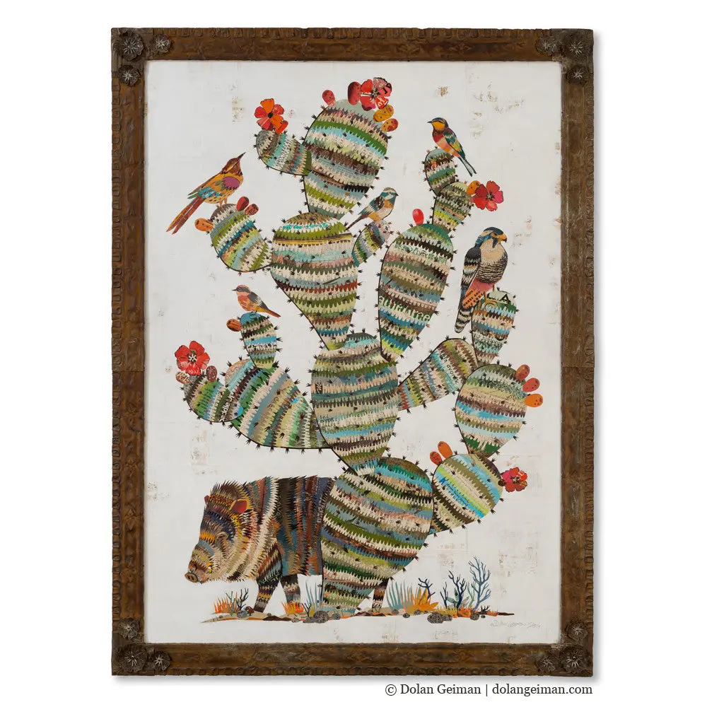 Desert Morning (Javelina) Original Paper Collage 1