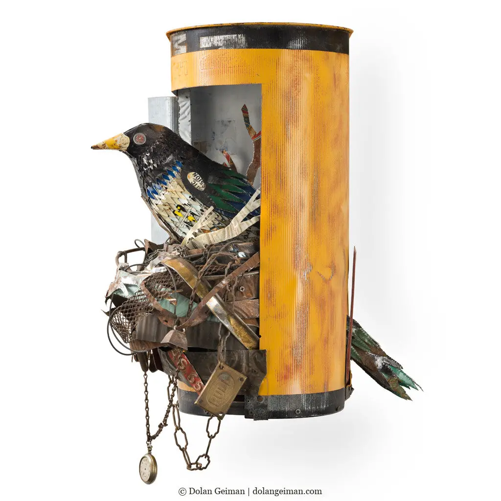 Magpie In Nest Original Metal Wall Sculpture 1