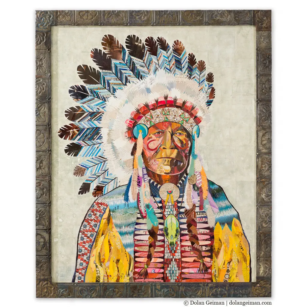 Poet Of The Plains Original Paper Collage 1