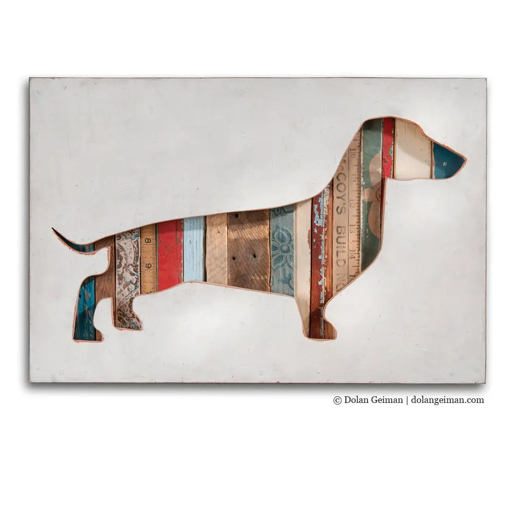 Dachshund Silhouette Original Mixed Media Wall Art 1