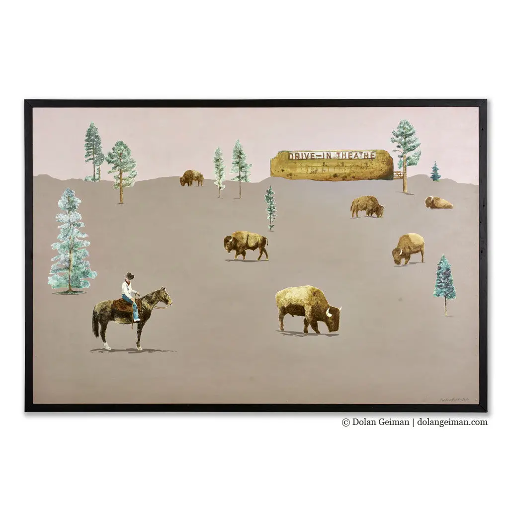 Western Way, Ii (Drive-In Theatre) Original Mixed Media Painting 1