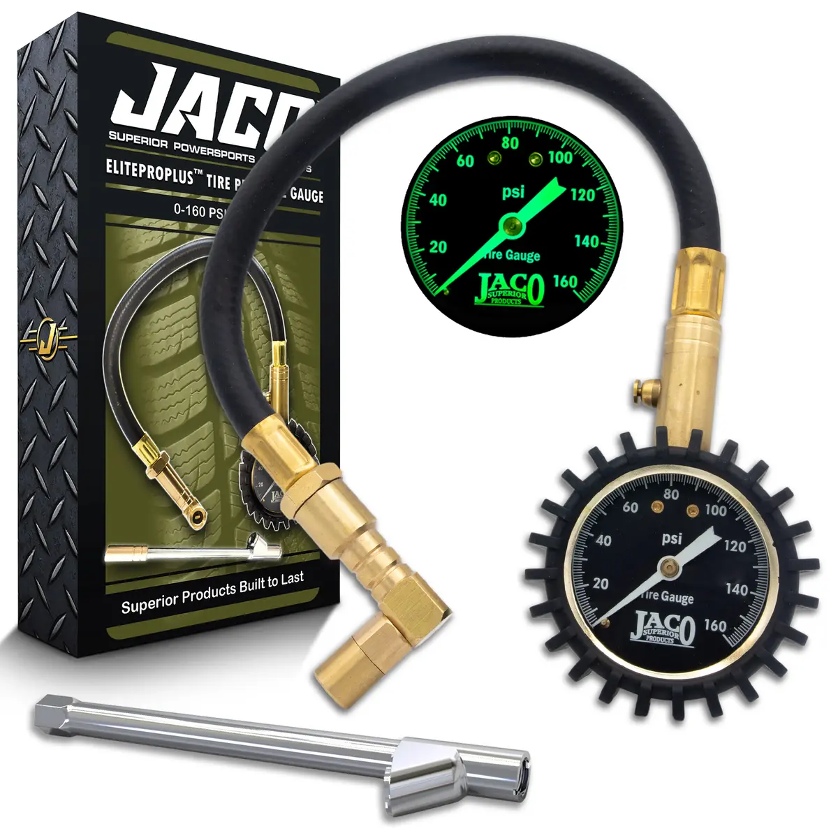 Eliteproplus™ Tire Pressure Gauge With Dually Air Chuck - 160 Psi 1