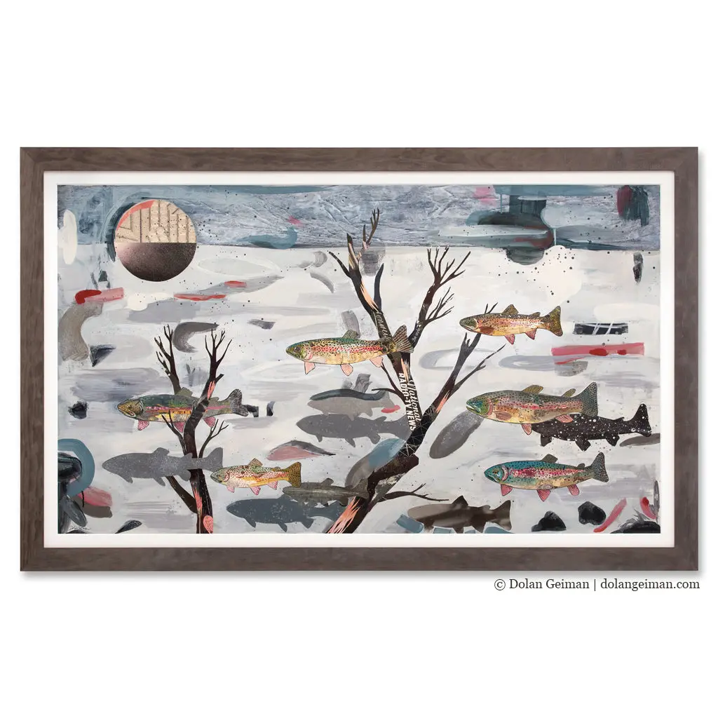 Eagle River Eclipse Original Paper Collage 1