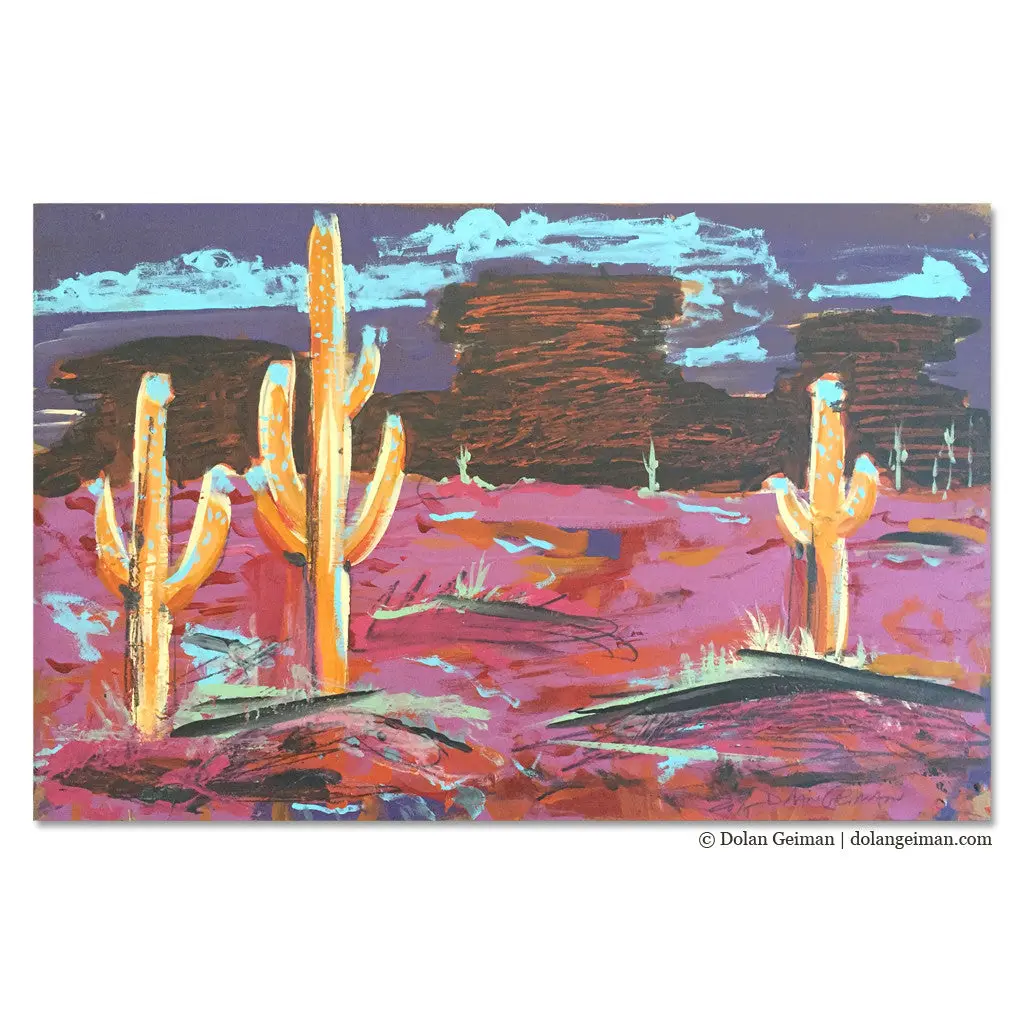 Landscape Studies (Electric Desert) Original Mixed Media Painting 1