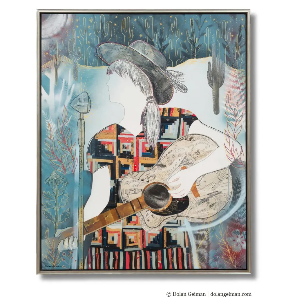 Embellished Western Songbird Canvas Print With Float Frame 1