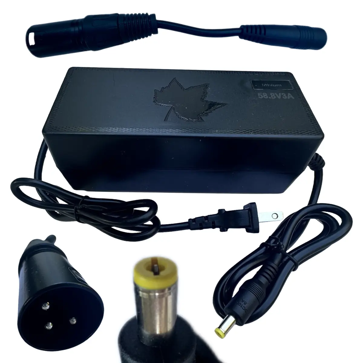 52V 3A E-Bike Battery Charger (Dc) (58.8V Output) + Xlr To Dc Adapter – 110V Input 1