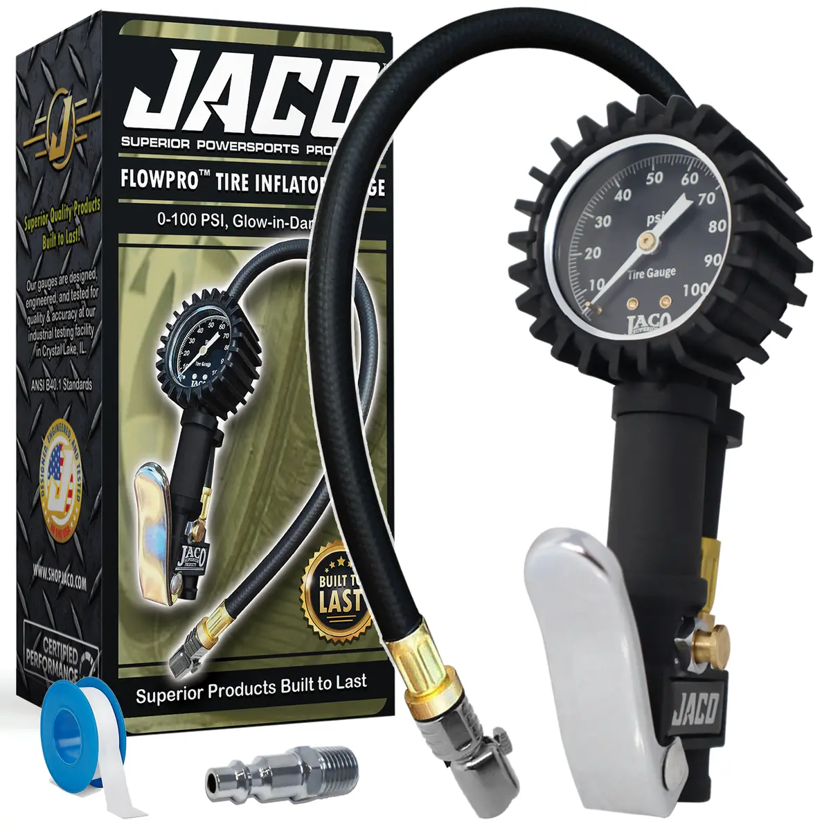 Flowpro® Tire Inflator With Pressure Gauge - 100 Psi 1