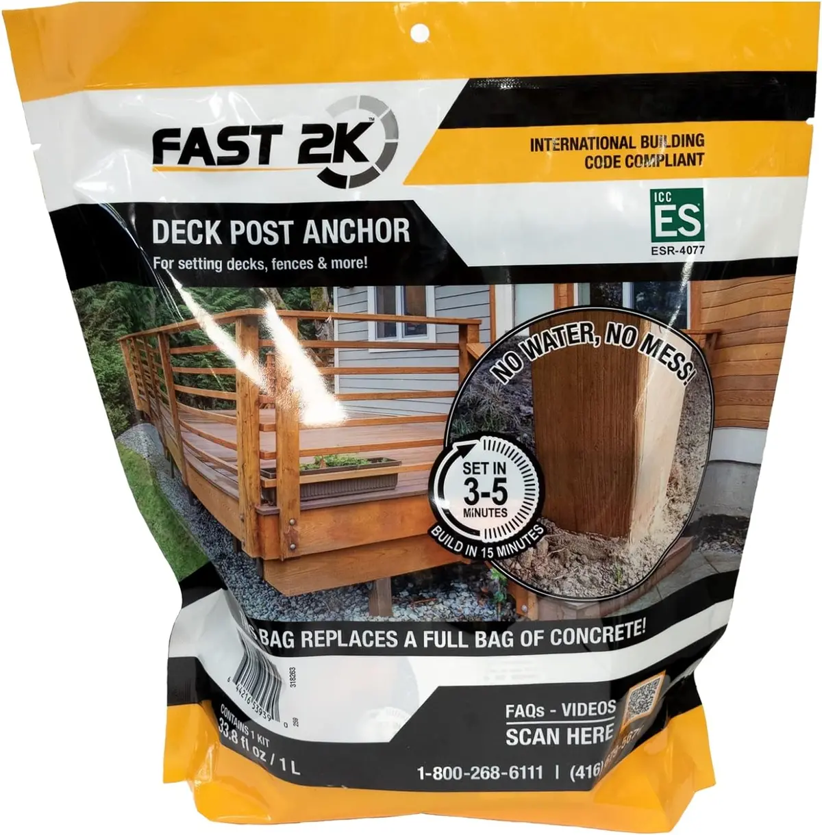 Fast 2K Deck Post Mix - Concrete Alternative For Deck And Playground Equipment Installs, Expanding Foam 1