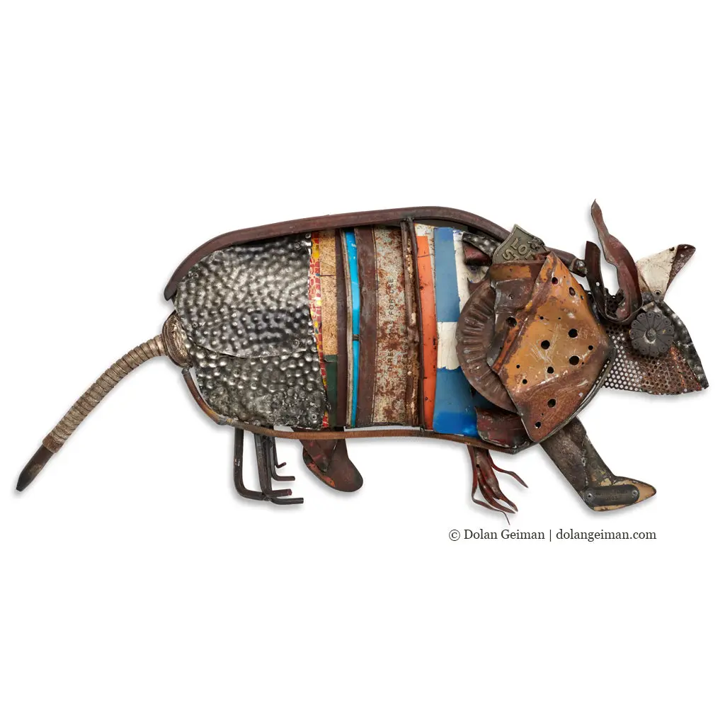 Folk Fauna (Armadillo) Original Mixed Media Wall Art 1