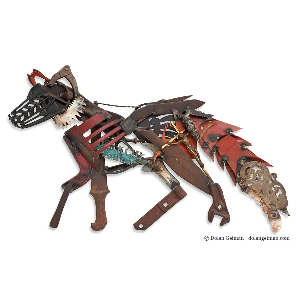 Folk Fauna (Fox) Original Mixed Media Wall Art 1