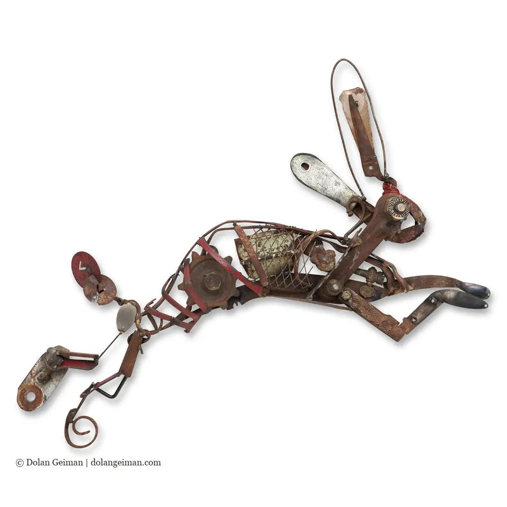Folk Fauna (Jackrabbit) Original Mixed Media Wall Art 1