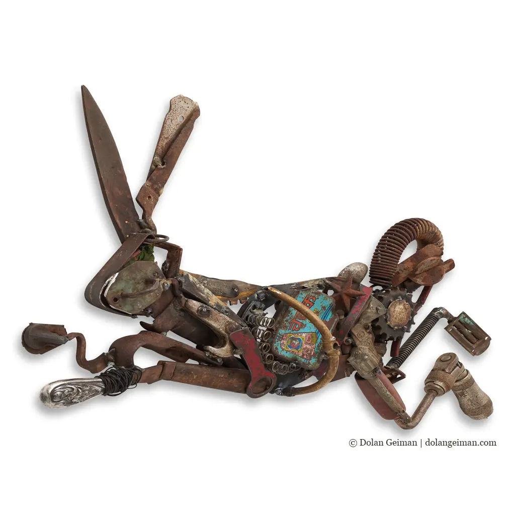 Folk Fauna (Jackrabbit) Original Mixed Media Wall Art 1