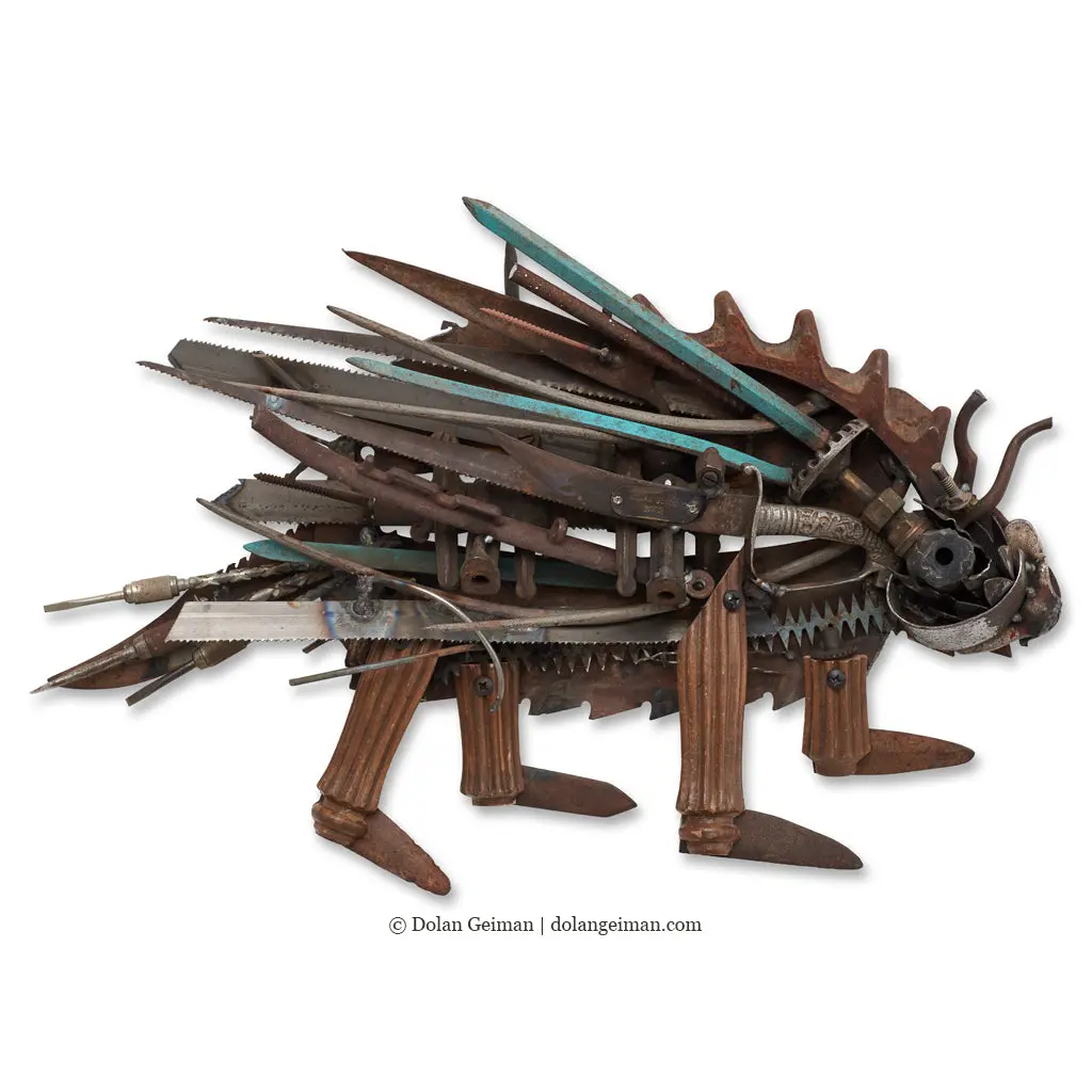 Folk Fauna (Porcupine) Original Mixed Media Wall Art 1