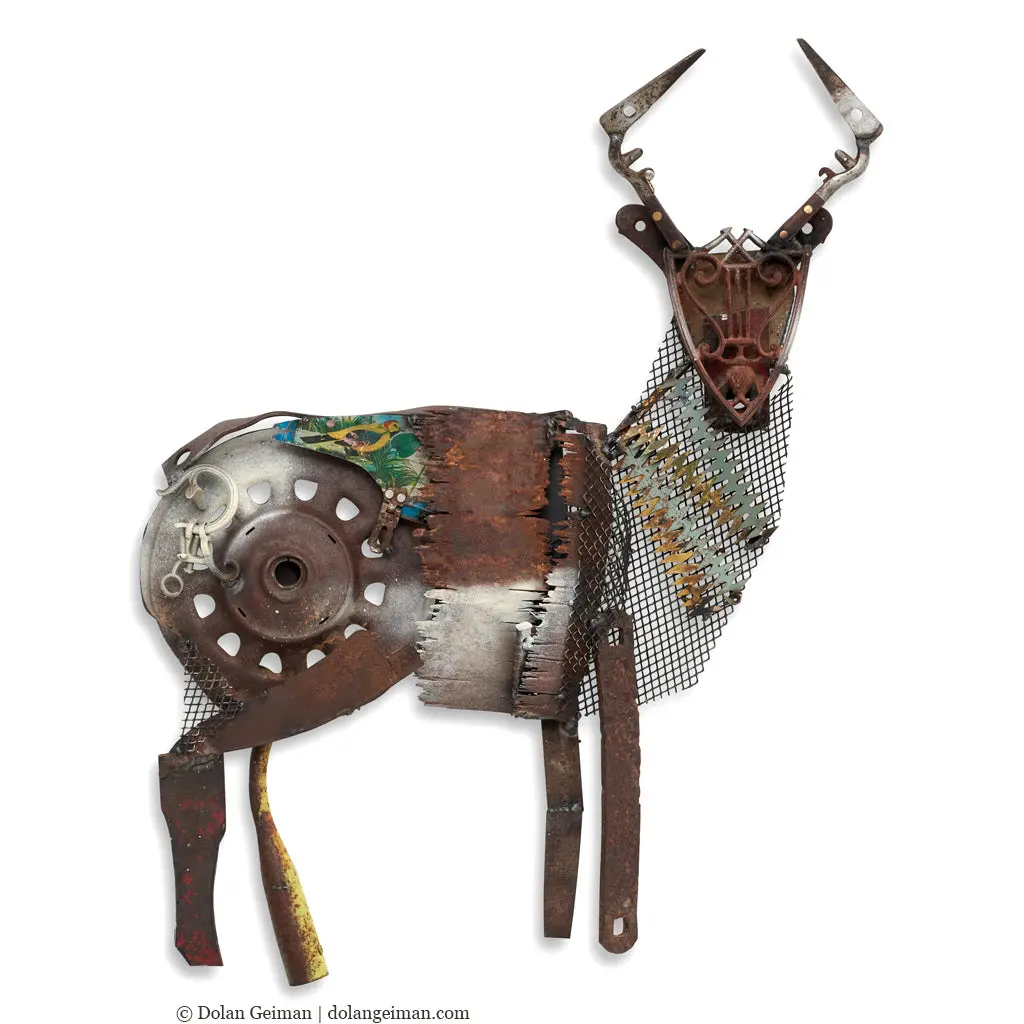 Folk Fauna (Pronghorn) Original Mixed Media Wall Art 1