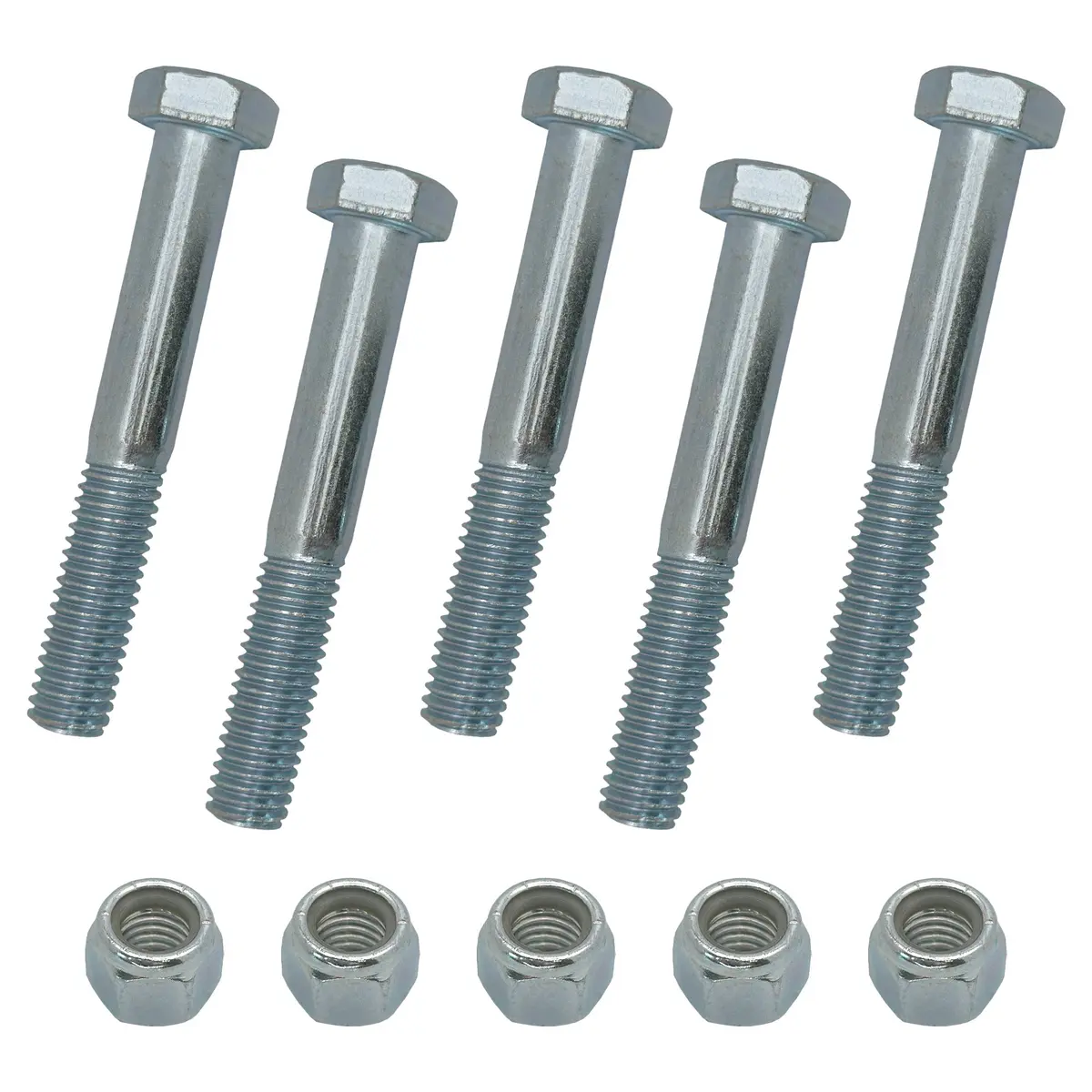 Grade 5 Shear Bolts For Rotary Cutters 1/2" X 3-1/2" With Nylock Nuts (5 Pack) 1