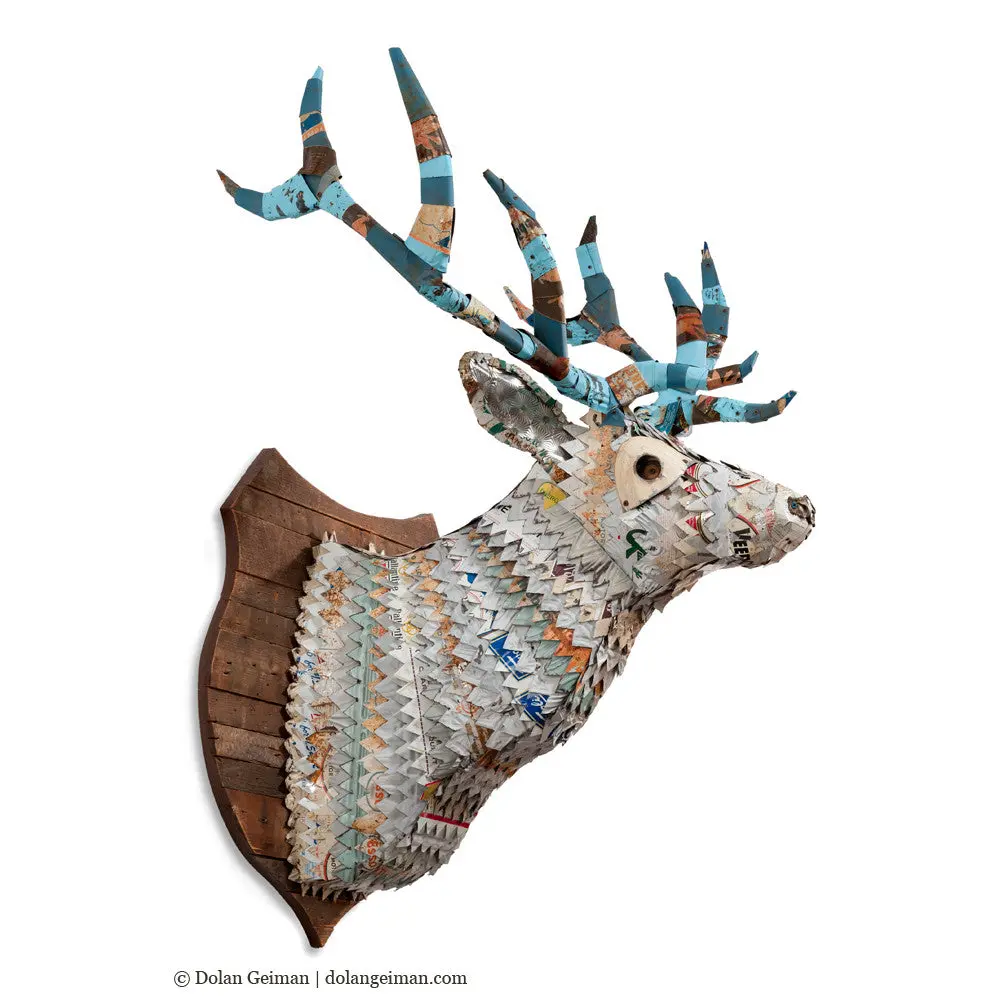 Great Plains (White Stag) Original Faux Taxidermy Sculpture 1