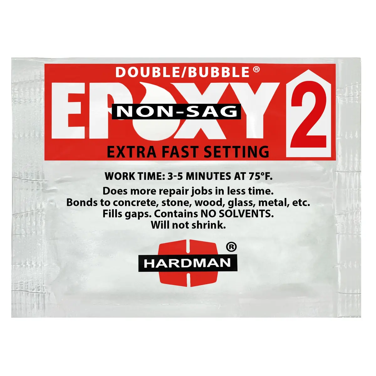 Hardman Double Bubble Red 2 Non-Sag Extra Fast Setting Epoxy Adhesive - 04008 4