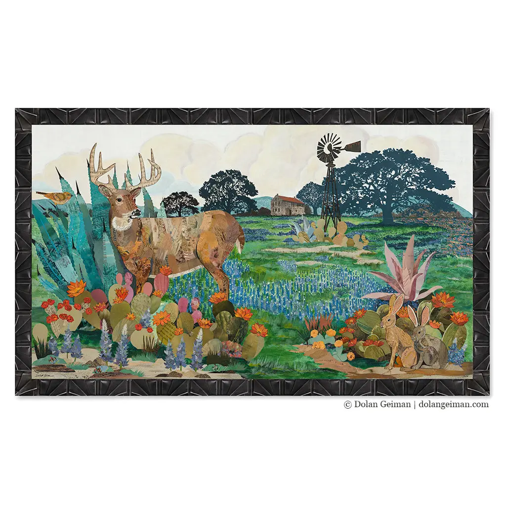 Home In The Hill Country Original Paper Collage 1