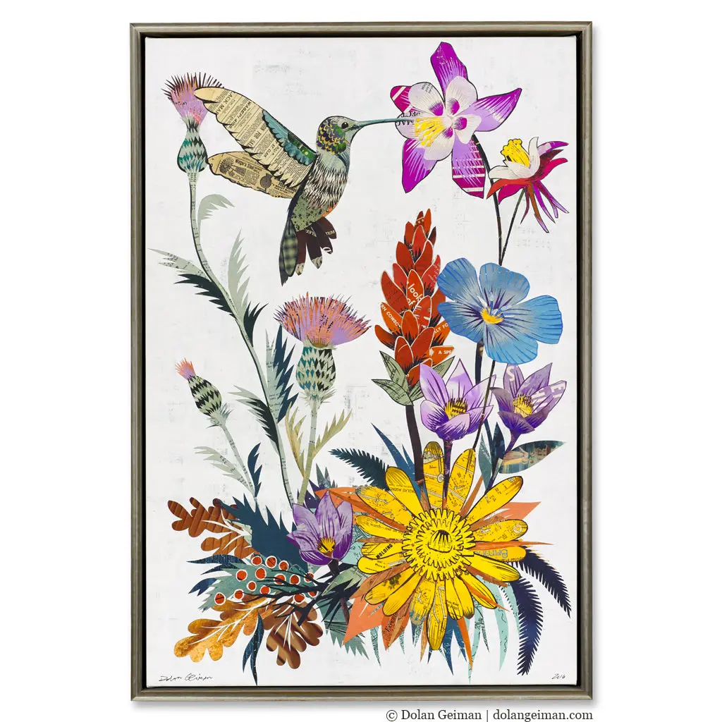 Hummingbird Wildflowers Canvas Art Prints With Float Frame 1