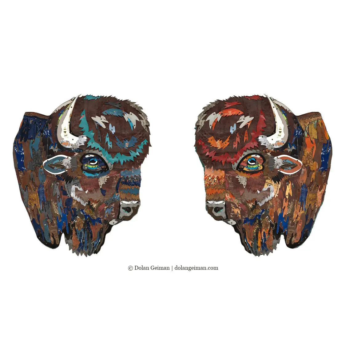 Custom Bison Set Original Metal Wall Sculpture 1