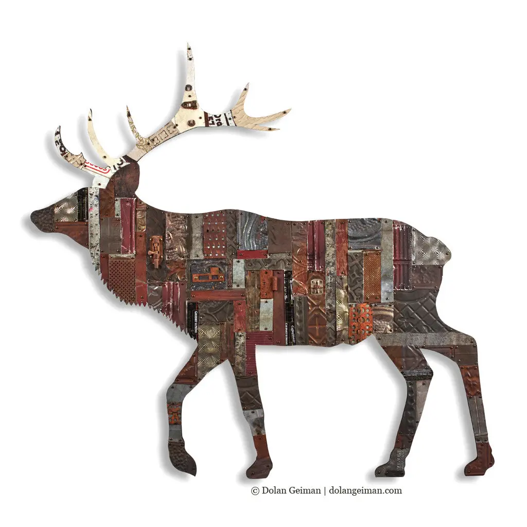 In The Woods (Elk) Original Metal Wall Sculpture 1