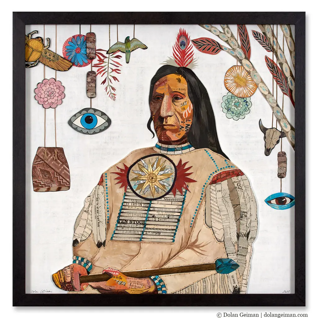 Custom Native American Portraits Original Paper Collage 1