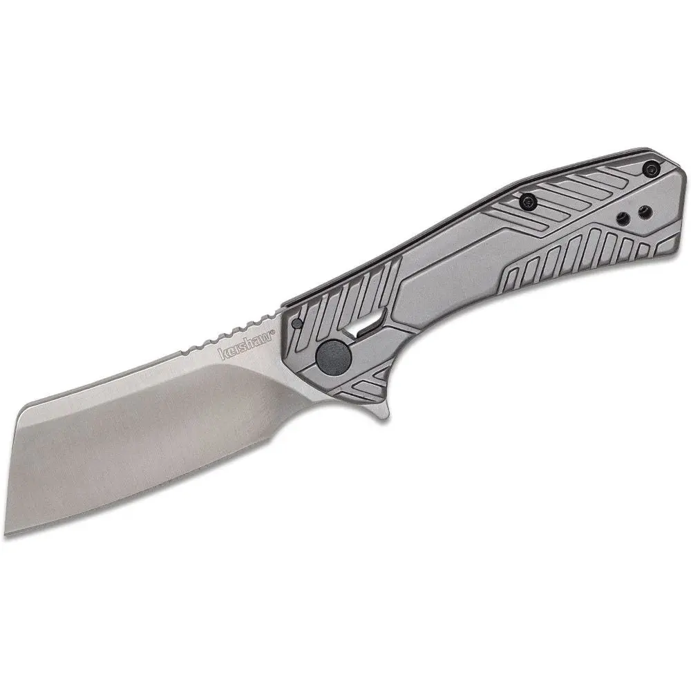 Kershaw - Static Kvt Flipper Knife 2.8" Satin Cleaver Blade, Gray Pvd Stainless Steel Handles 1