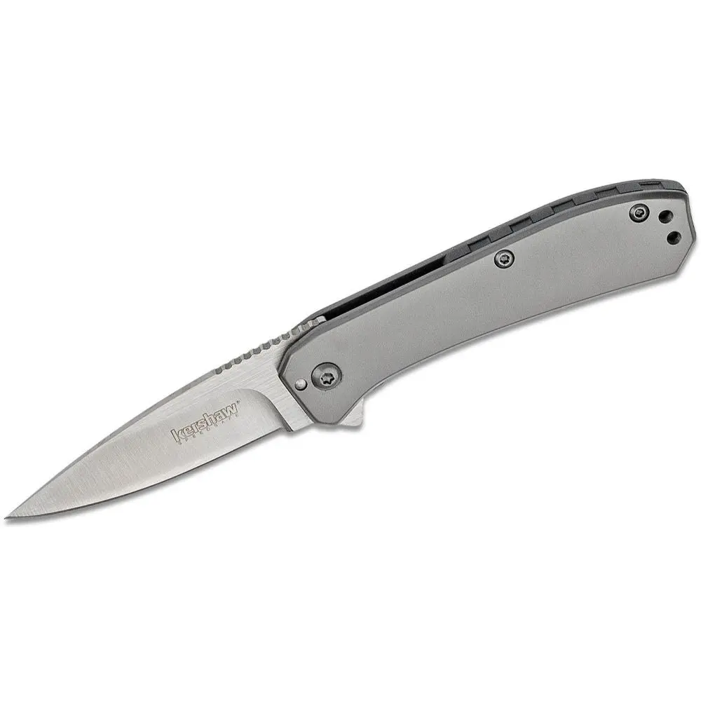 Kershaw - Amplitude 2.5 Assisted Flipper Knife 2.5" Satin Plain Blade, Stainless Steel Handles 1