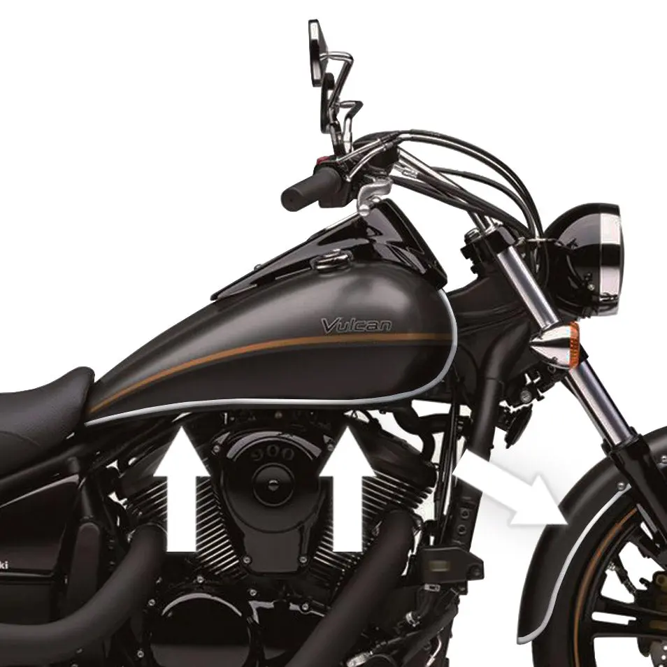 Kawasaki Vulcan 750 800 900 1500 Chrome Tank Trim 1