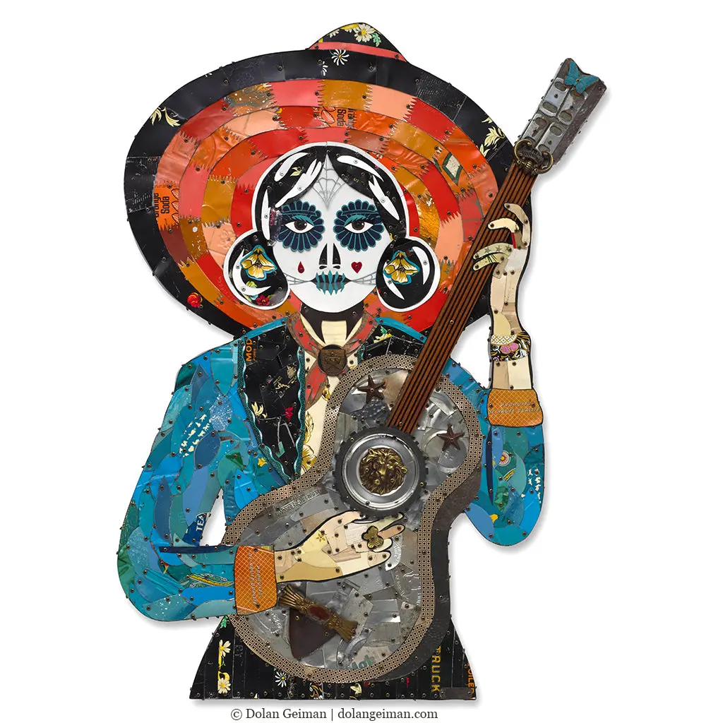 La Guitarrista (2020) Original Metal Wall Sculpture 1