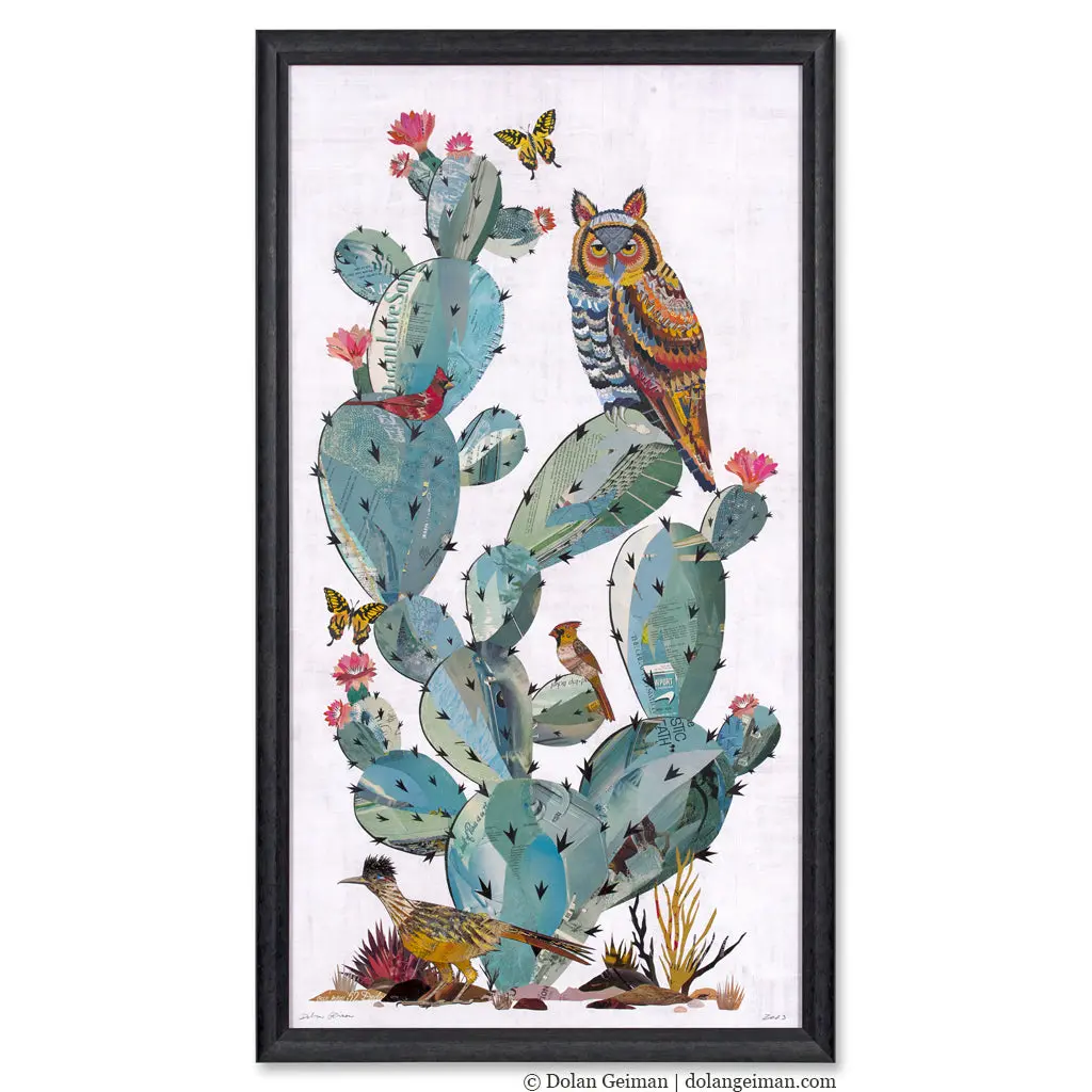 Custom Cactus And Roadrunner Original Paper Collage 1