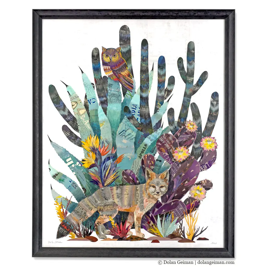 Land Of The Kit Fox Original Paper Collage 1