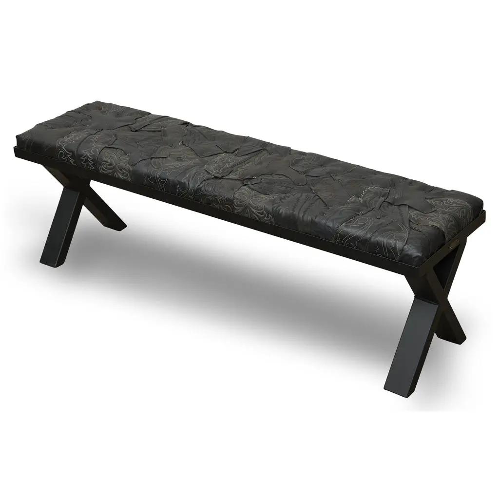 Black Cowboy Boot Bench Original 3D Sculpture 1