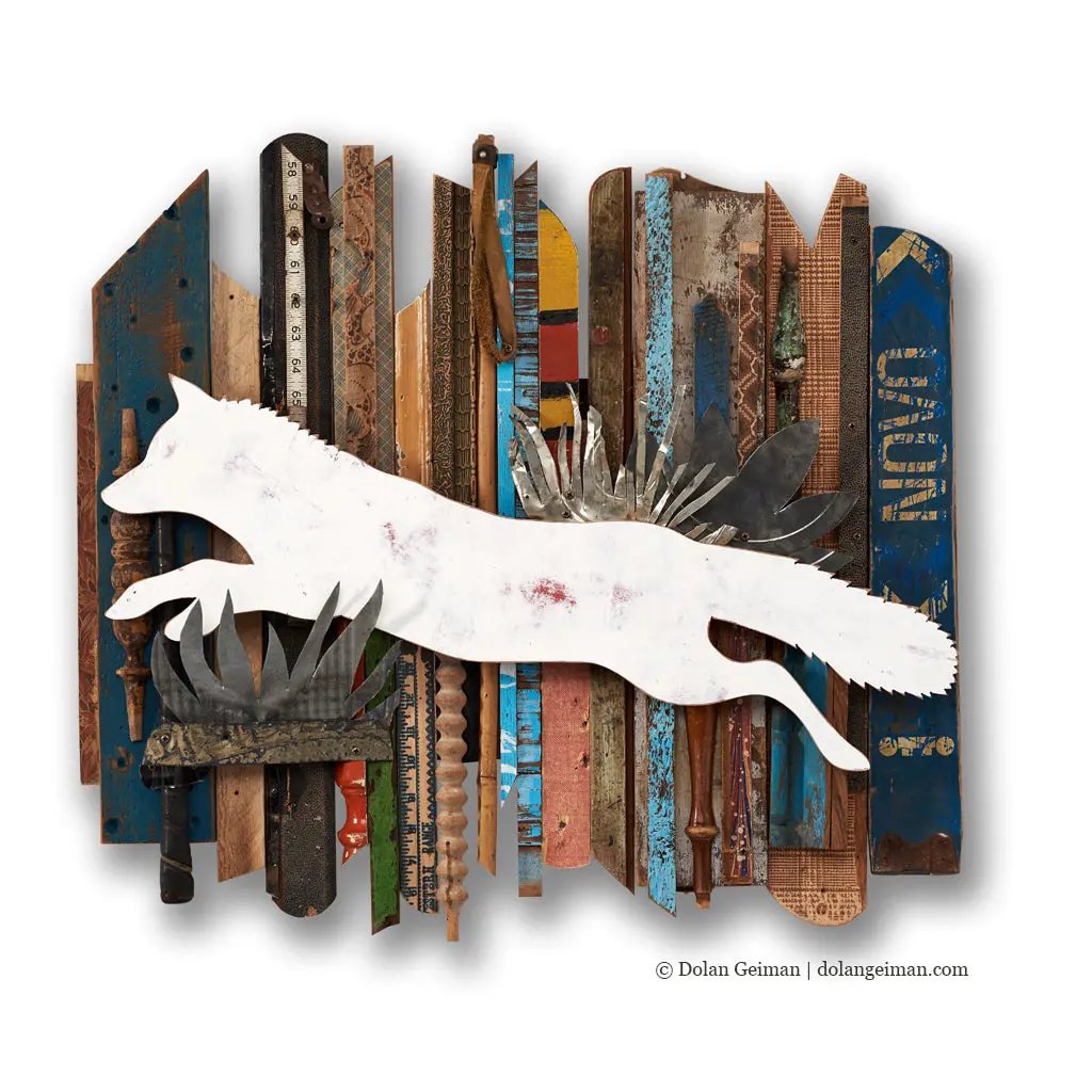 Leaping Fox Original Mixed Media Wall Art 1