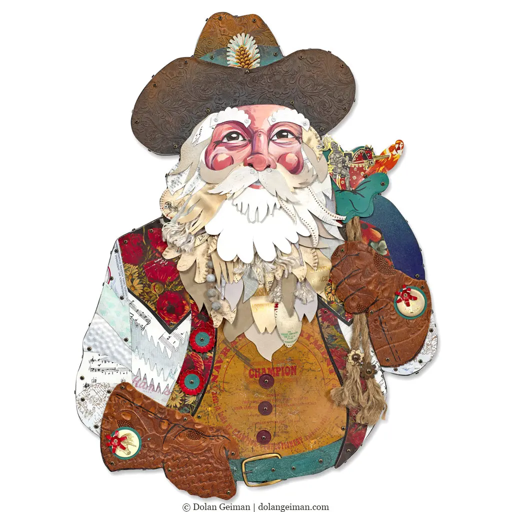 Little Saint Nick Original Mixed Media Wall Sculpture 1