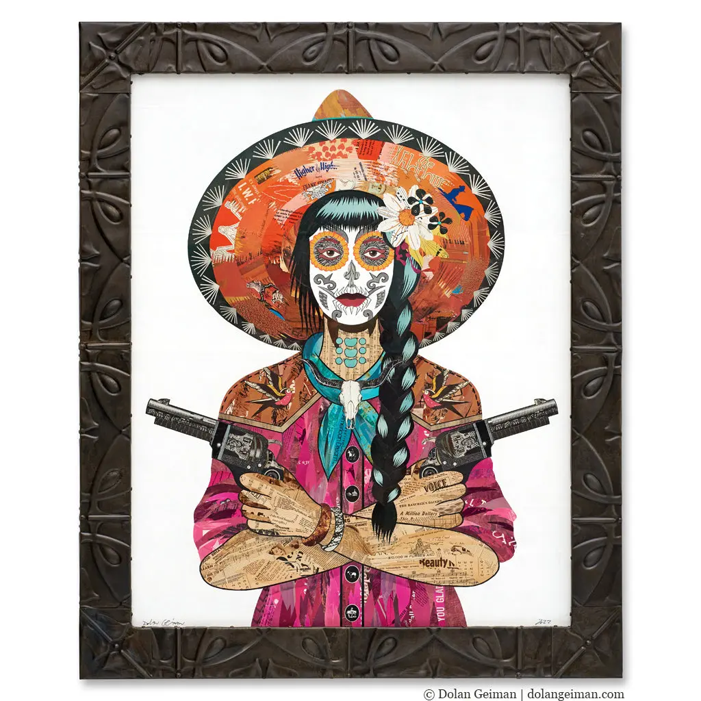 Love & Longhorns Original Paper Collage 1