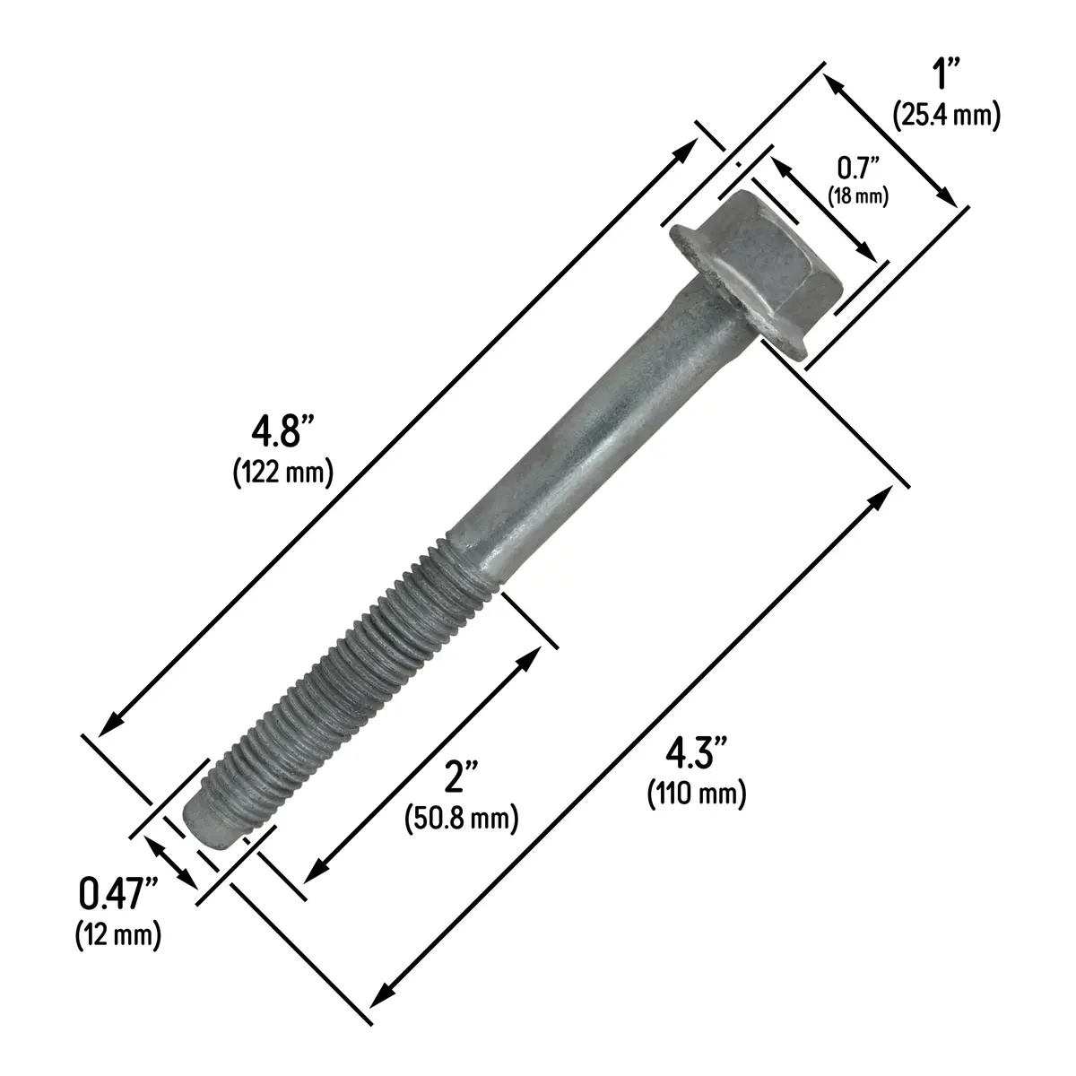 M12x1.75X110 Multi Purpose Bolt Replacement For Gm, Chevrolet, Buick, Gmc, Cadillac - 11609609 2