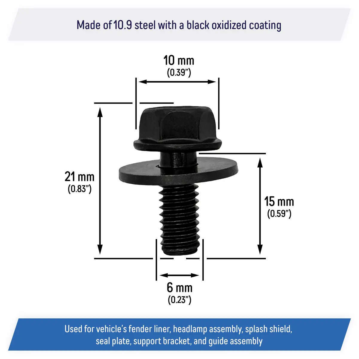 M6-1.0 X 15Mm Fender Liner Headlamp Assembly Screw Bolt For Mazda - 9Gg600616t 2