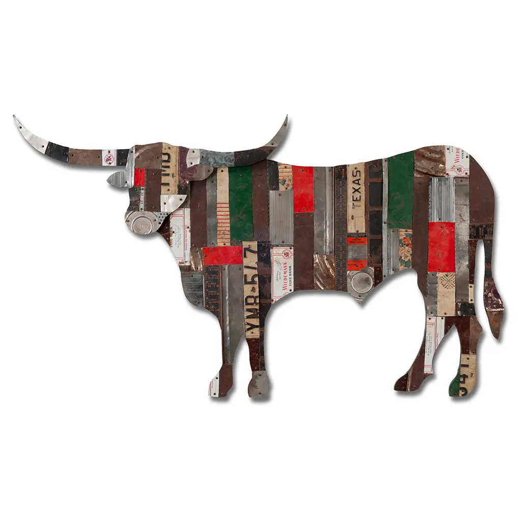 On The Ranch (Longhorn) Original Metal Wall Sculpture 1
