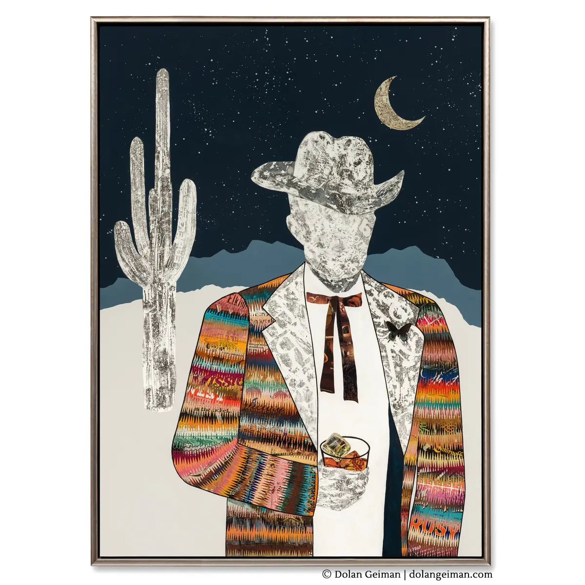 Quilted Wrangler (Midnight) Original Paper Collage 1